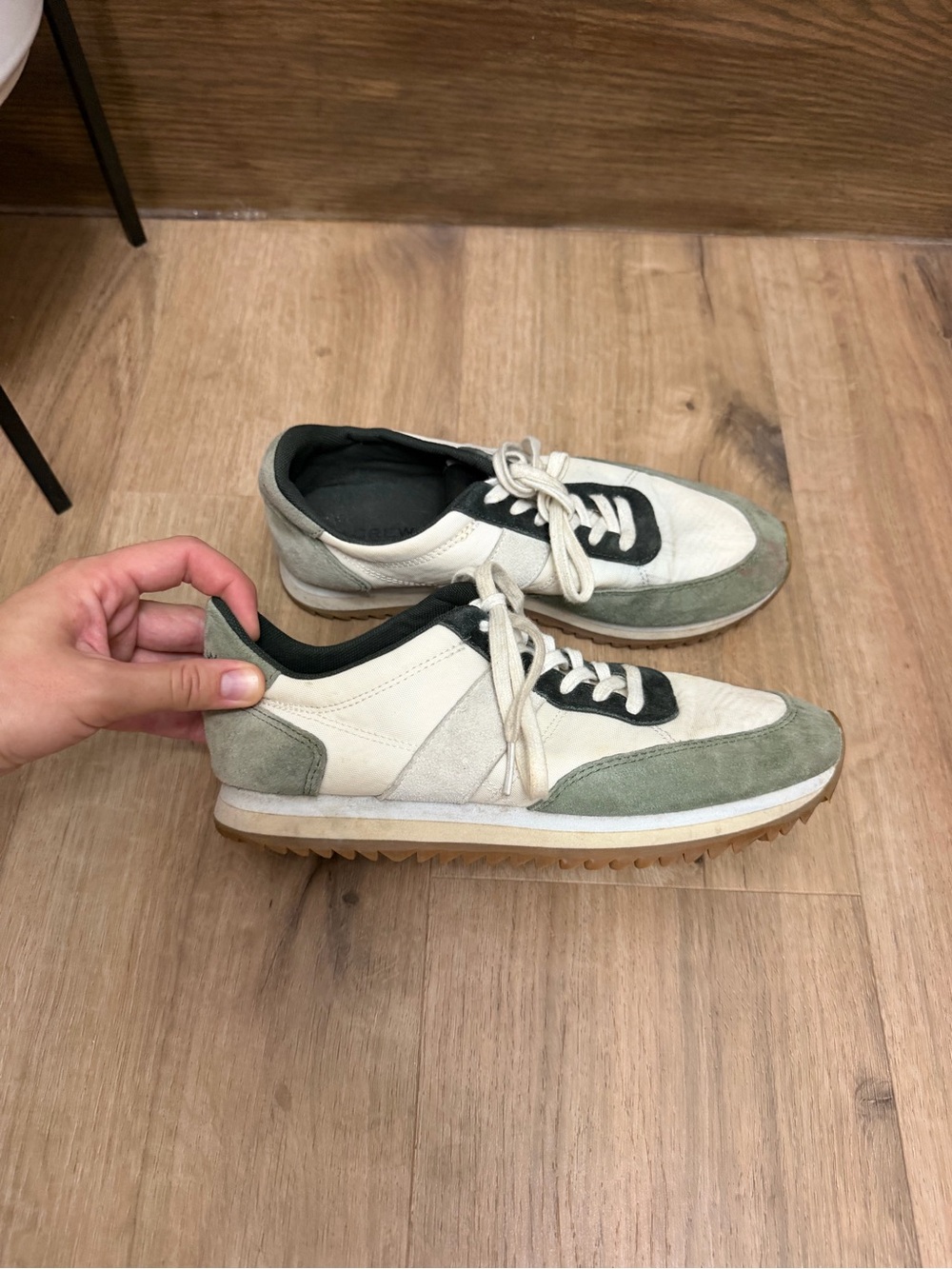 J. Crew Women's Retro Runner Sneakers - White & Sage Sz 7